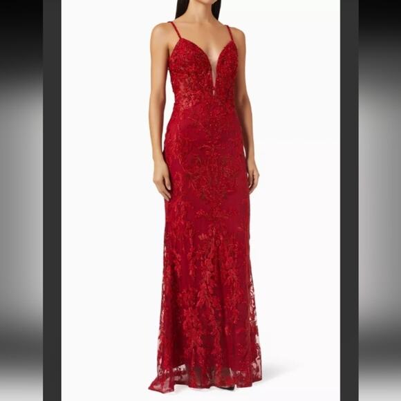 NWT Mac Duggal All Over Crystal Embellished Cherry Red Ball Gown Size US 4 - Picture 1 of 7